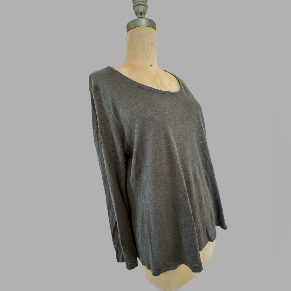 White Company gray linen knit, long sleeve sweater